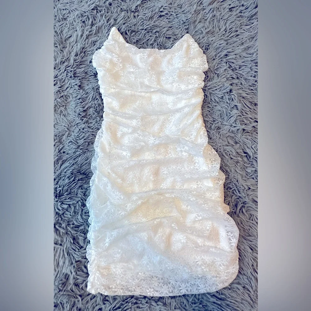 Wrapped In Lace Ruched Mini Dress - Picture 1 of 2